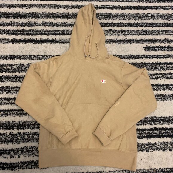 champions hoodie long sleeve tan vtg - Picture 1 of 3